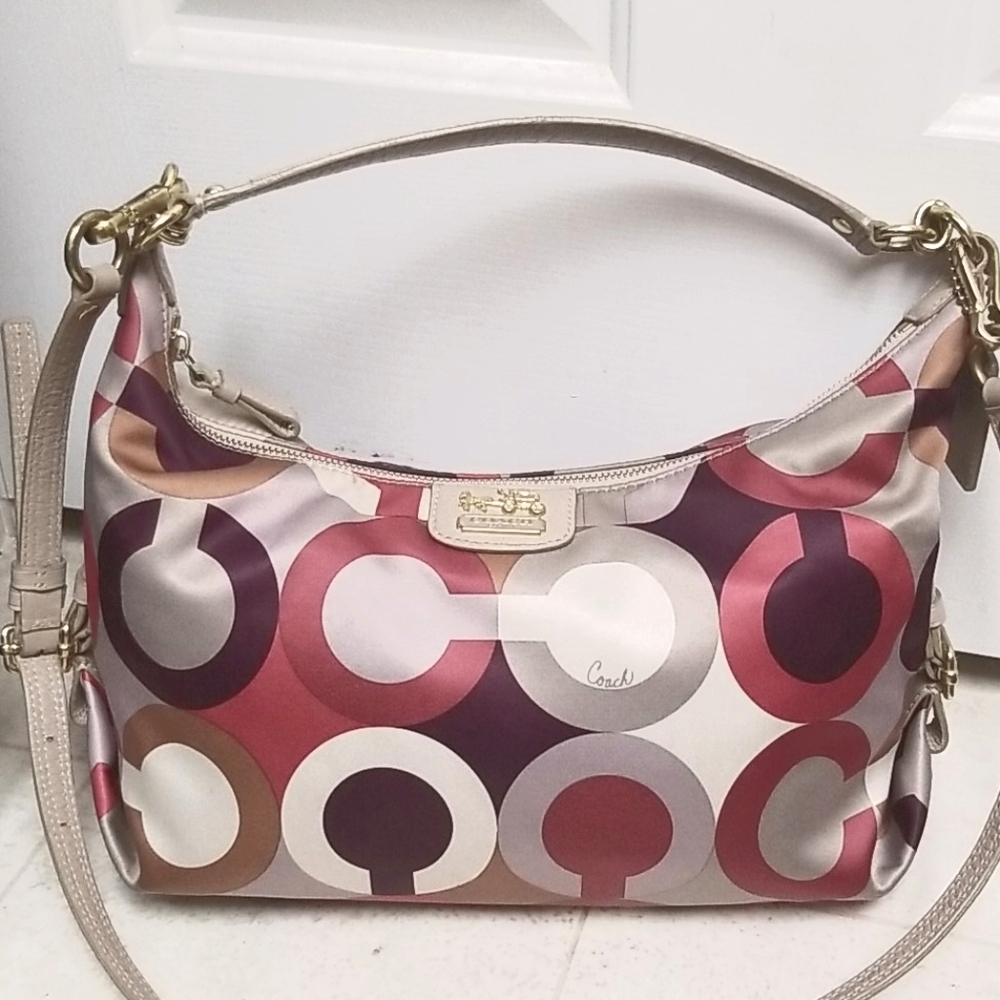 COACH sateen optic purse Unique Satin Legacy Convertible Hobo & Shoulder Bag Y2k